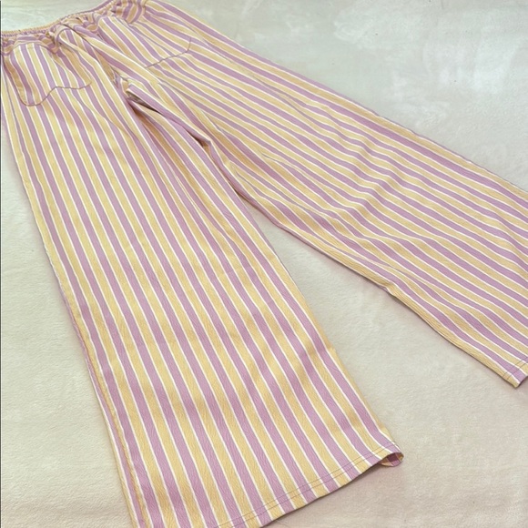 Striped Lavender and Yellow Wide Leg Lounge Pants - Picture 8 of 13